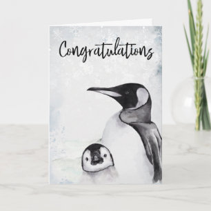 Gefeliciteerd Nieuwe Baby Mama Penguin Winter Snow Kaart