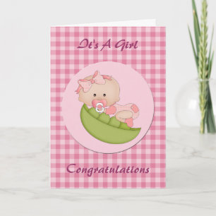 Gefeliciteerd Nieuwe Baby Meisje in een Pod Pink Kaart