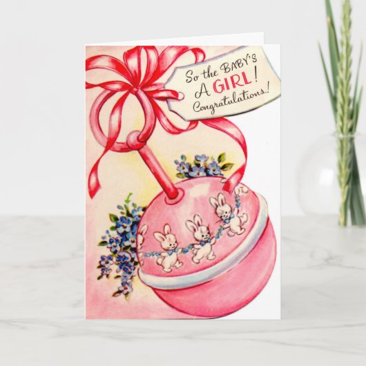  Gefeliciteerd Nieuwe Baby Meisje kaart (Voorkant)