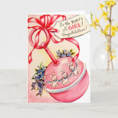  Gefeliciteerd Nieuwe Baby Meisje kaart (Gele Bloem)