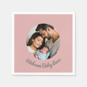 Gefeliciteerd nieuwe baby meisje roze, welkom baby servet