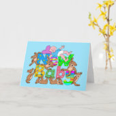 Gefeliciteerd nieuwe baby met teddyberen kaart (Gele Bloem)