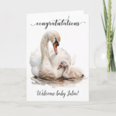Gefeliciteerd Nieuwe Baby Swan Moeder Kaart (Voorkant)
