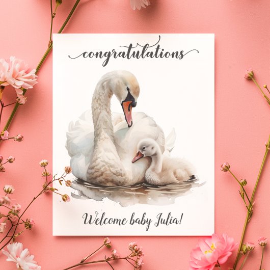 Gefeliciteerd Nieuwe Baby Swan Moeder Kaart