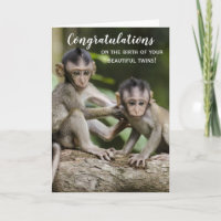 Gefeliciteerd Nieuwe Baby Tweeling Aap Kaart