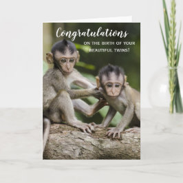Gefeliciteerd Nieuwe Baby Twins Monkey Kaart
