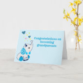 Gefeliciteerd nieuwe grootouders, blauwe olifant kaart (Gele Bloem)