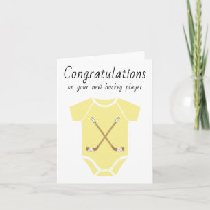 Gefeliciteerd Nieuwe Hockey Baby Unisex Geel Kaart
