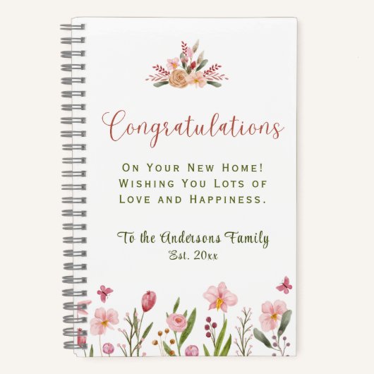 Gefeliciteerd Nieuwe Home Familienaam Jaar Recept Notitieboek (Voorkant)