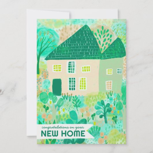 Gefeliciteerd Nieuwe Home Garden Waterverf Schatti Kaart (Voorkant)