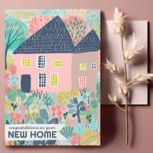 Gefeliciteerd Nieuwe Home Garden Waterverf Schatti Kaart