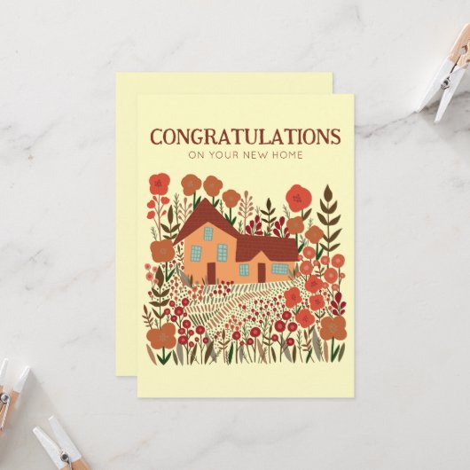 GEFELICITEERD Nieuwe Home Housewarming Boerderij Kaart (Voorkant / Achterkant in situ)