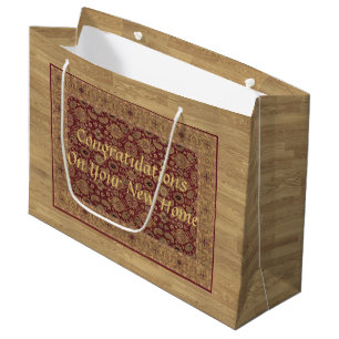 Gefeliciteerd Nieuwe Home Rug op houten vloer Large Cadeautasje