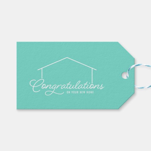 Gefeliciteerd Nieuwe Home Silhouet Bewerkbare kleu Cadeaulabel (Voorkant (Horizontaal))