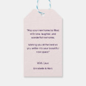 Gefeliciteerd Nieuwe Home Sleutel Roze Vlinders Cadeaulabel (Achterkant)