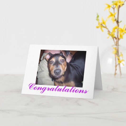 Gefeliciteerd nieuwe hond kaart (Gele Bloem)