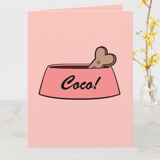 Gefeliciteerd Nieuwe Hondennaam  Bowl Kaart (Gele Bloem)