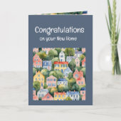 Gefeliciteerd Nieuwe Huis Waterverf Huizen Kaart (Voorkant)