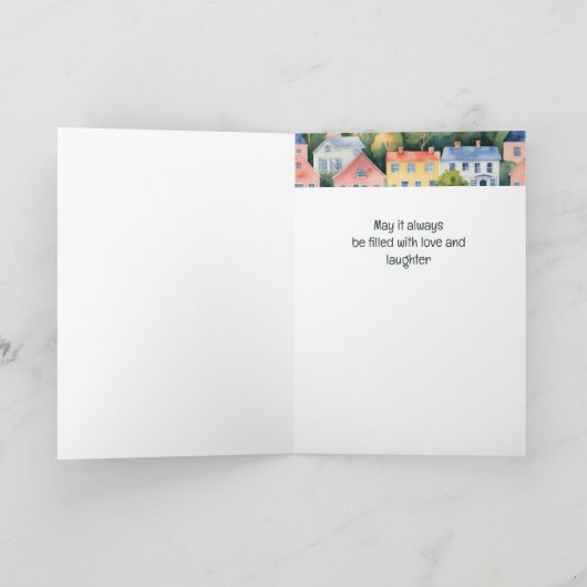 Gefeliciteerd Nieuwe Huis Waterverf Huizen Kaart (Binnen)