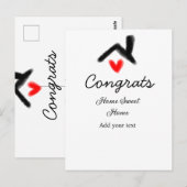 Gefeliciteerd nieuwe huiseigenaar onroerend goed i briefkaart (Voorkant / Achterkant)