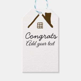 Gefeliciteerd nieuwe huiseigenaar onroerend goed i cadeaulabel