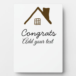 Gefeliciteerd nieuwe huiseigenaar onroerend goed i fotoplaat