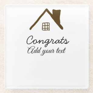 Gefeliciteerd nieuwe huiseigenaar onroerend goed i glazen onderzetter
