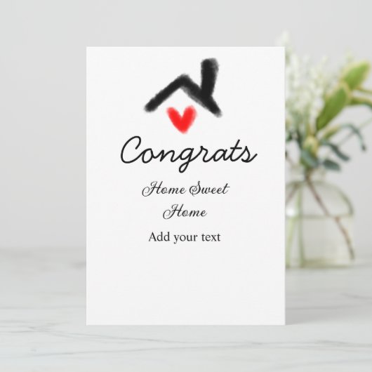 Gefeliciteerd nieuwe huiseigenaar onroerend goed i kaart (Staand voorkant)