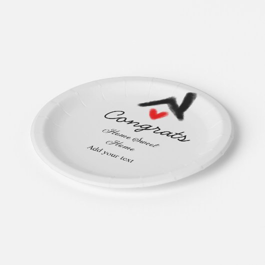 Gefeliciteerd nieuwe huiseigenaar onroerend goed i papieren bordje (Gekanteld)