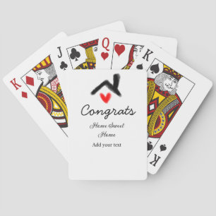 Gefeliciteerd nieuwe huiseigenaar onroerend goed i pokerkaarten