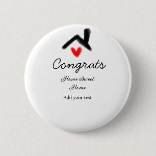 Gefeliciteerd nieuwe huiseigenaar onroerend goed i ronde button 5,7 cm