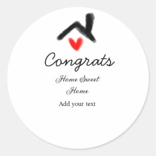 Gefeliciteerd nieuwe huiseigenaar onroerend goed i ronde sticker