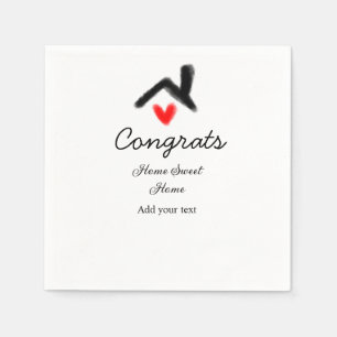Gefeliciteerd nieuwe huiseigenaar onroerend goed i servet
