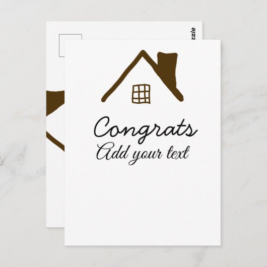 Gefeliciteerd nieuwe huiseigenaar woning inwijding briefkaart (Voorkant / Achterkant)