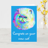 Gefeliciteerd nieuwe kat in kleur kaart (Gele Bloem)