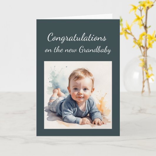 Gefeliciteerd nieuwe kleinkind voor grootouders kaart (Gele Bloem)