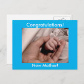 Gefeliciteerd Nieuwe Moeder Blauwe Achtergrond voo Briefkaart (Voorkant / Achterkant)