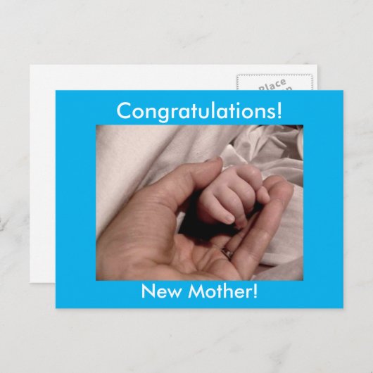 Gefeliciteerd Nieuwe Moeder Blauwe Achtergrond voo Briefkaart (Voorkant / Achterkant)
