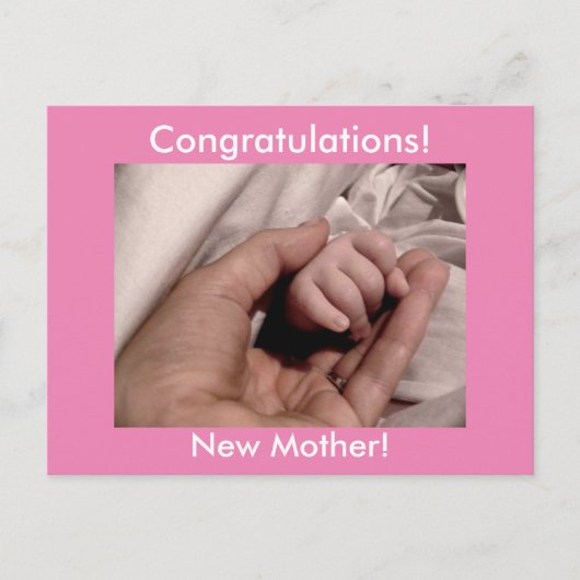 Gefeliciteerd Nieuwe moeder en roze baby Girl Briefkaart (Voorkant)