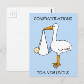 Gefeliciteerd nieuwe oom met babyjongen briefkaart (Voorkant / Achterkant)