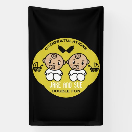 Gefeliciteerd nieuwe ouders van een tweeling spandoek (Verticaal)