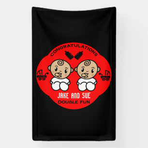 Gefeliciteerd nieuwe ouders van een tweeling spandoek