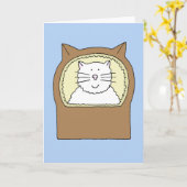 Gefeliciteerd Nieuwe Pet Cat Cartoon Cat in Basket Kaart (Gele Bloem)