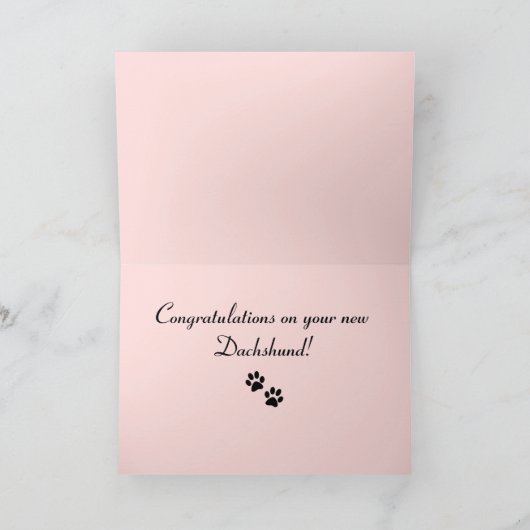 Gefeliciteerd nieuwe teckel kaart (Binnen)