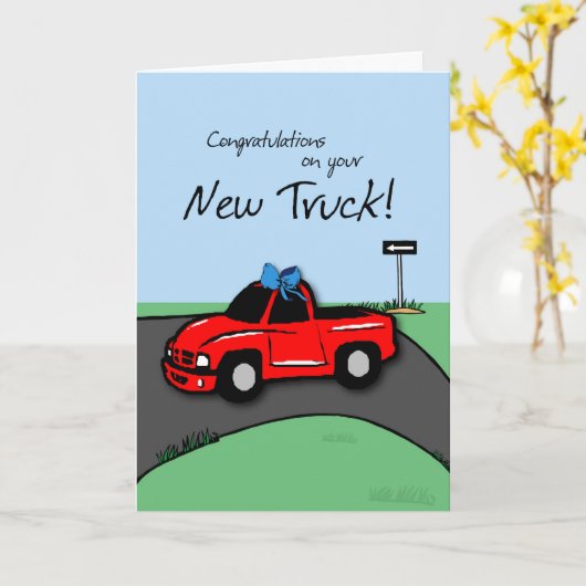 Gefeliciteerd Nieuwe Truck Whimsical Kaart (Gele Bloem)