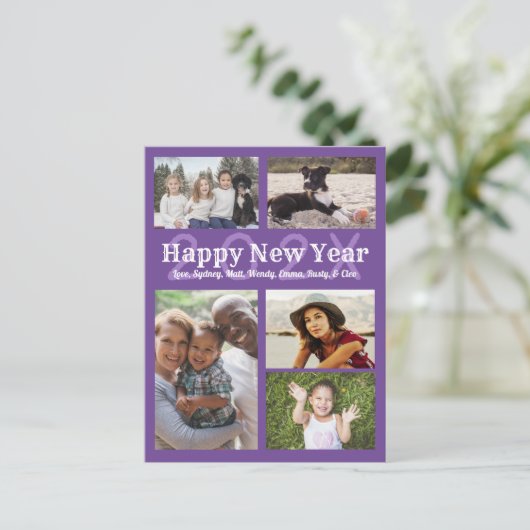 Gefeliciteerd, nieuwjaarsgroet van de multi-fotose feestdagenkaart (Staand voorkant)