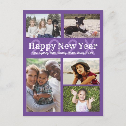 Gefeliciteerd, nieuwjaarsgroet van de multi-fotose feestdagenkaart (Voorkant)