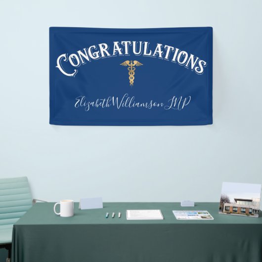 Gefeliciteerd Nurse Practitioner Medical Blue Spandoek (Beurs)