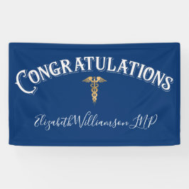 Gefeliciteerd Nurse Practitioner Medical Blue Spandoek