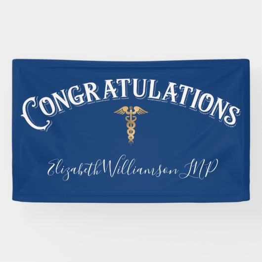 Gefeliciteerd Nurse Practitioner Medical Blue Spandoek (Horizontaal)